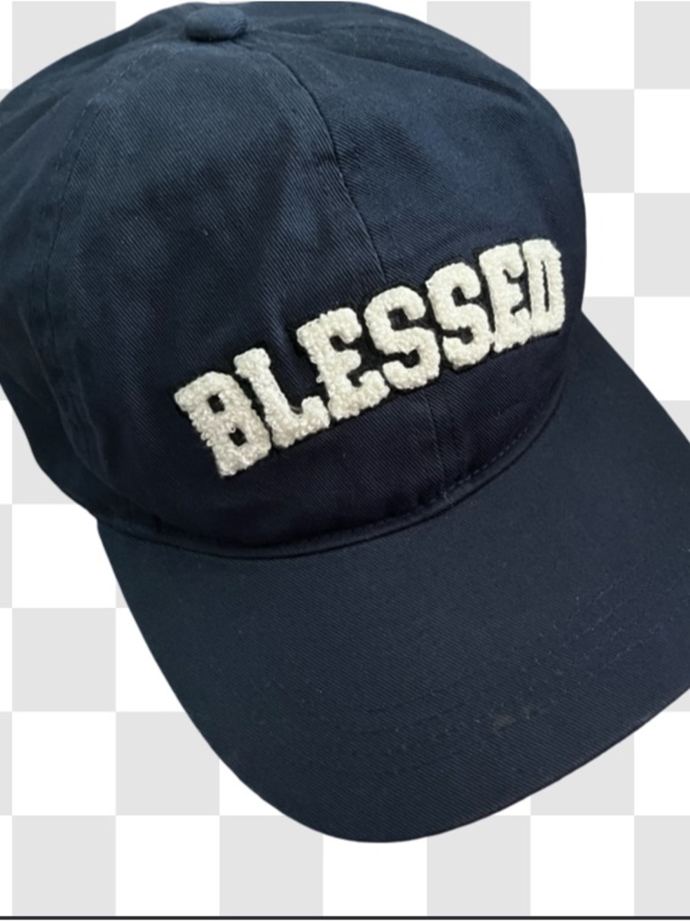 David and Young Navy Blue "BLESSED" Baseball Cap with White Appliqué